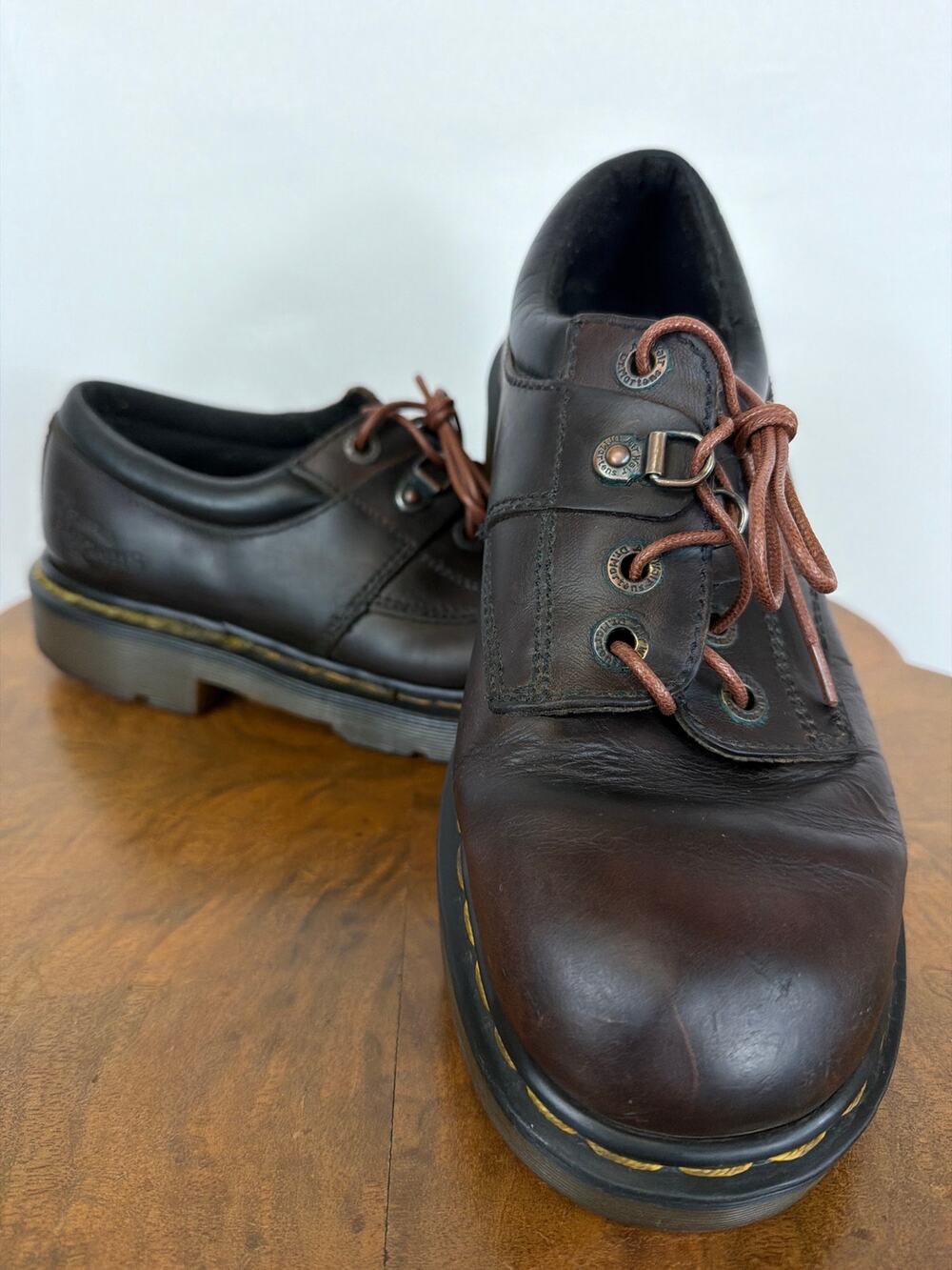 Vintage Dr Martens Brown Industrial Boots Mens Size 9 Made In England